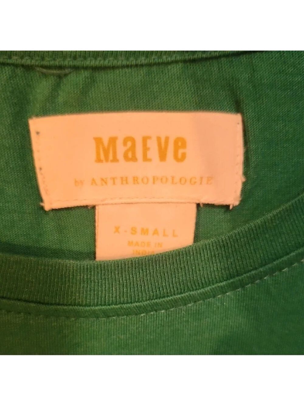 Anthropologie Green Short Sleeve Ruffle Bottom Unique Casual Loosefit Tee XS - Picture 2 of 4